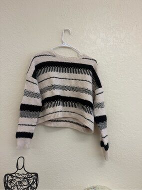 Ralph Lauren. Striped Black and Cream Knit Sweater - Women's Casual sweater